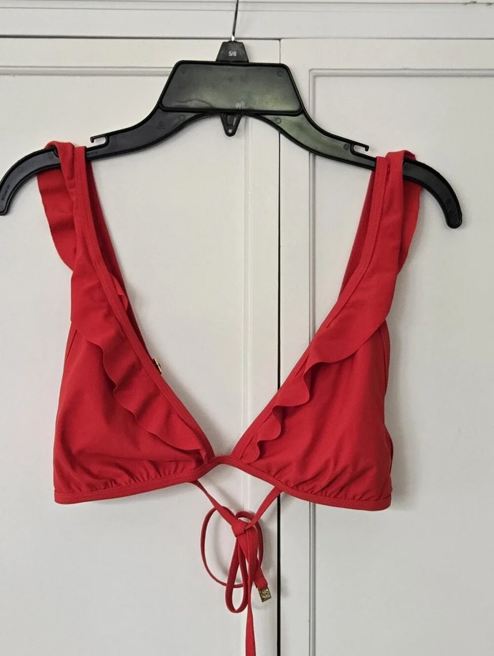 NWT Tory Burch Red Ruffle Tie-Back Bikini Top
